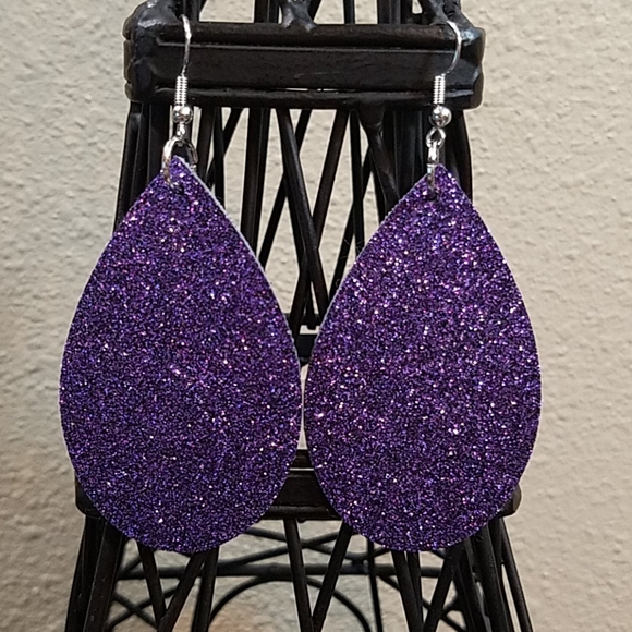 Jewelry - Fine Glitter Faux Leather Earrings